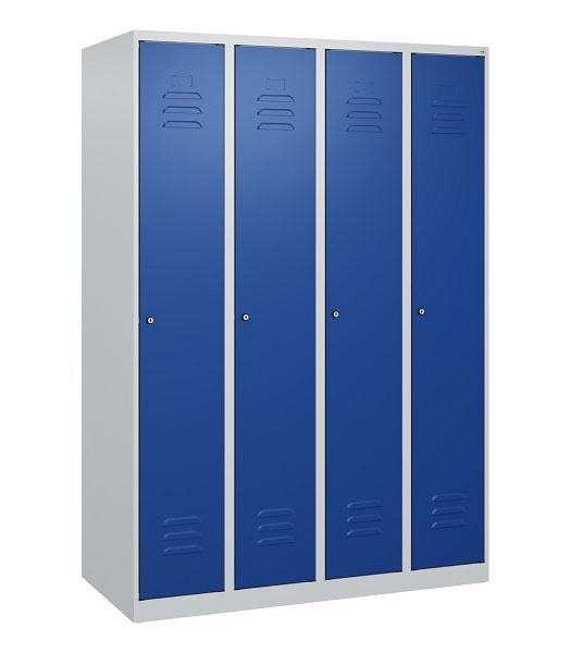 C+P Umkleidespind Classic PLUS mit Mitteltrennwand, 4 Abteile, 1700x1200x500mm, 7035/5010, Zylinderschlösser, 0800007-40F S10016