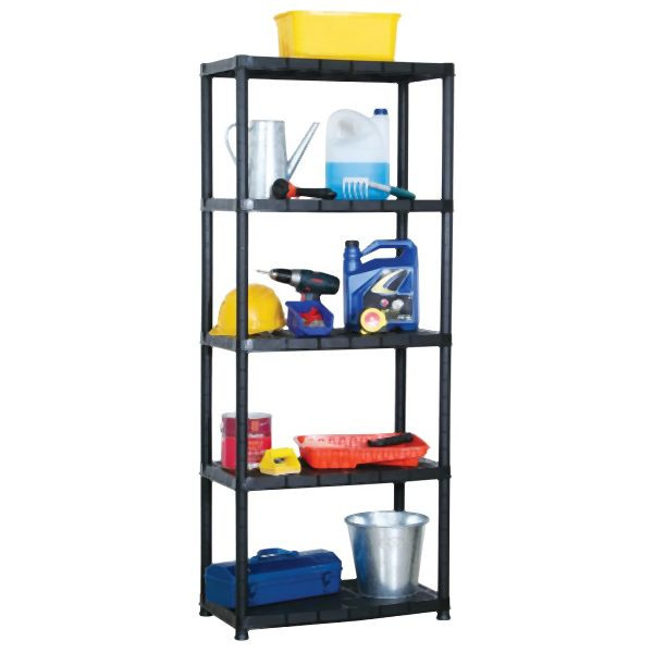 vidaXL Lagerregal 5-Tier Schwarz 71x38x170 cm Kunststoff, 147684