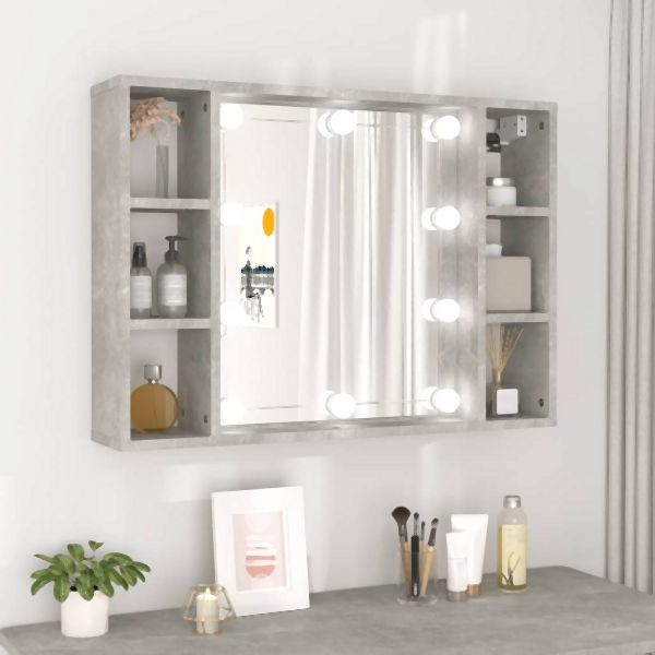 vidaXL Spiegelschrank mit LED Betongrau 76x15x55 cm, 808859