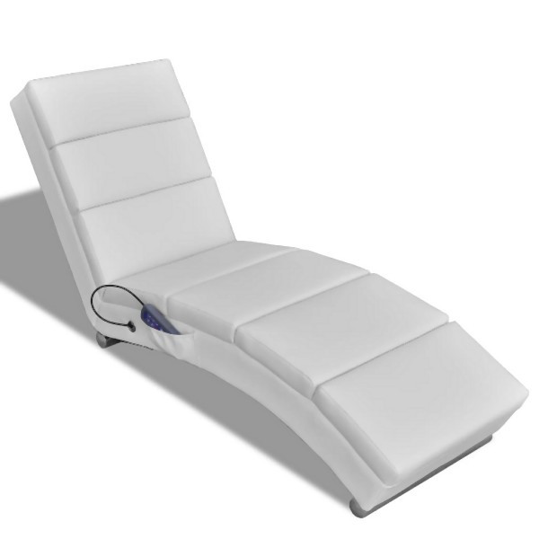 vidaXL Massage-Chaiselongue Weiß Kunstleder, 240969, 8718475872382