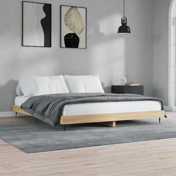 vidaXL Bettgestell Sonoma-Eiche 140x200 cm Holzwerkstoff, 832248
