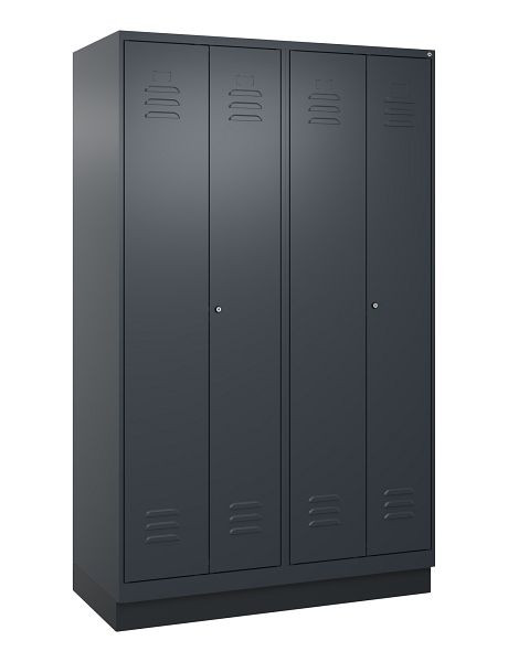 C+P Umkleidespind Classic PLUS SW, Sockel, 4 Abteile, 1950x1200x500mm, 7016/7016, Zylinderschlösser, 080022-40 S10027