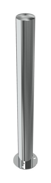 Schake Edelstahlpfosten Ø 89 mm, ortsfest, für Dübel Befestigung mit Bodenplatte Ø 150 x 6 mm, ohne Verschluss, ohne Öse, 4089P