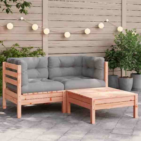 vidaXL Gartensofa mit Kissen und Hocker 2-Sitzer, 838179