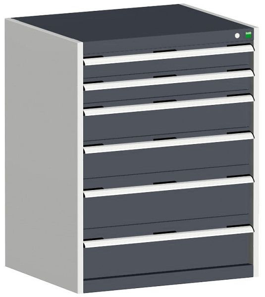 bott cubio Schubladenschrank bestückt mit 6 Schwerlastschubladen BxTxH: 800 x 750 x 1000 mm, RAL 7035/7016, 40028020.19V