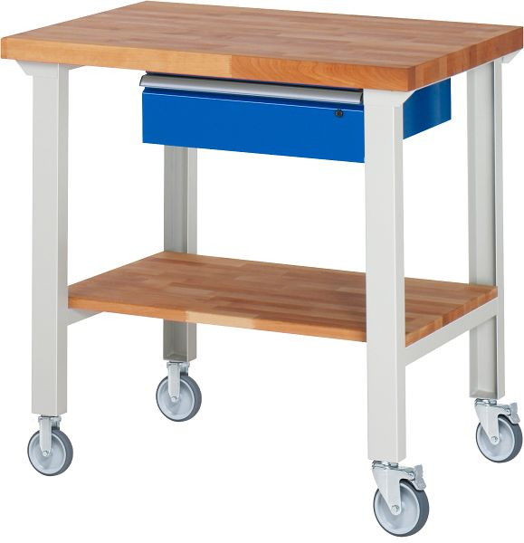 RAU Fahrbare Werkbank 7001A7, 1000x700x1000mm, je 2 Bockrollen und Lenkrollen, 05-7001A7-107B4S22.11