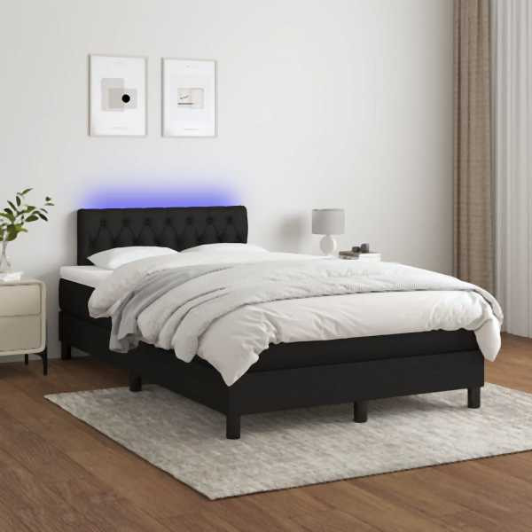 vidaXL Boxspringbett mit Matratze & LED Schwarz 120x200 cm Stoff, 3133383