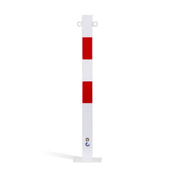 CRASH STOP Sperrpfosten, beschichtet, vierkant, rot-weiß, 70x70 mm mit Ösen, zum Aufdübeln, 20-70+OESEN-
