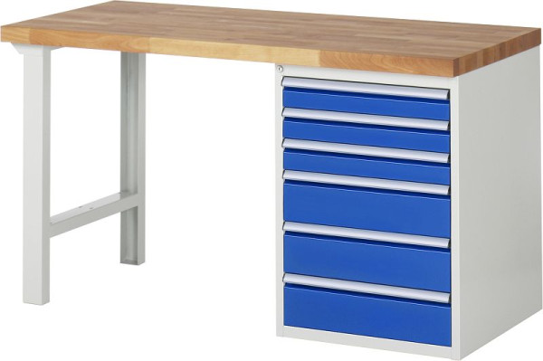 RAU Werkbank Serie 7000 - Baukasten-Bauweise, Unterbau-Container (6x Schublade), 1500x840x700 mm, 03-7515A1-157B4S.11