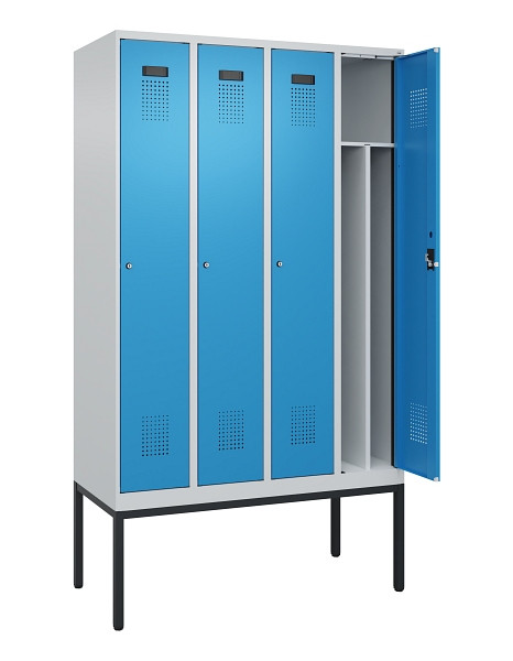 C+P Spind Evolo PLUS, Gestell, 4 Abteile, 2120x1200x500mm, 7035/5012, Verschluss Zylinderschloss, 0490307-40F S10034