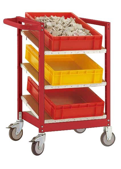 Manuflex Eurokastenwagen VARIMOBIL 250 kg mit Holzböden, HxBxT = 950 x 470 x 600 mm, rubinrot, TV3371.3003