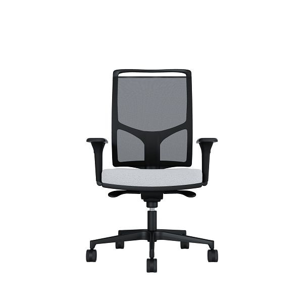 Bisley Bürodrehstuhl Zed, Schwarzes Kunststoff, Höhenverstellbare Armlehnen, Fußkreuz und Armlehnen aus Kunststoff, NE0643 wolkengrau, ZEDKSLSNE0643