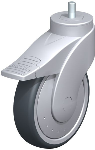 Blickle LWG-TPA 126K-FI-FK-GS10 Kunststoff-Lenkrolle WAVE mit Gewindestift & Feststeller, Thermoplastisches Gummi-Elastomer, Grau, 743312