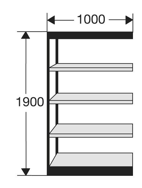 Kerkmann Büro-Regal Progress 2000, B 1000 x T 500 x H 1900 mm, schwarz/lichtgrau, 50211315
