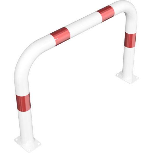 Stein HGS Anlehnbügel/Absperrbügel -Usedom-, 1000 mm, weiß beschichtet mit rot reflektierenden Leuchtstreifen, Höhe über Flur: 650 mm, zum Aufdübeln, 477.06pb