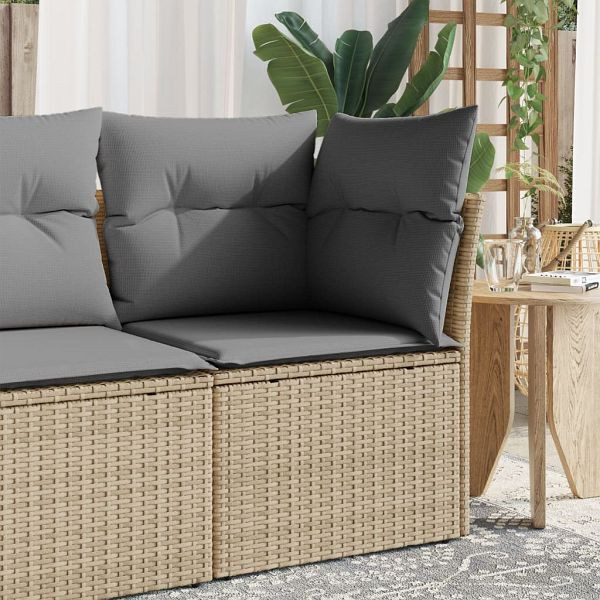vidaXL Garten-Ecksofa mit Kissen Beige Poly Rattan, 366086