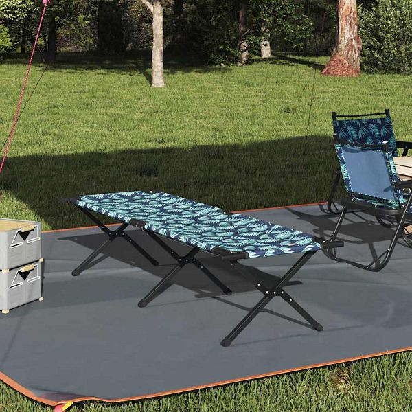 vidaXL Klapp Schlafbett fürs Camping Blattmuster Oxford Stoff, 42003179