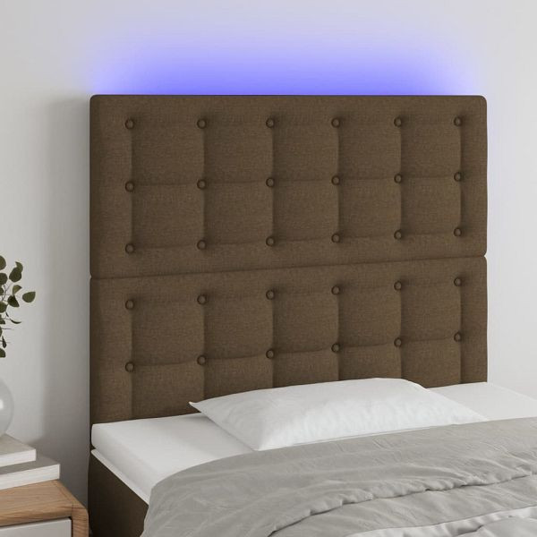 vidaXL LED Kopfteil Dunkelbraun 80x5x118/128 cm Stoff, 3122835