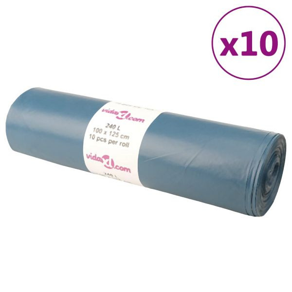 vidaXL Müllsäcke, Verpackungseinheit: 100 Stück Blau 240 L, 155347