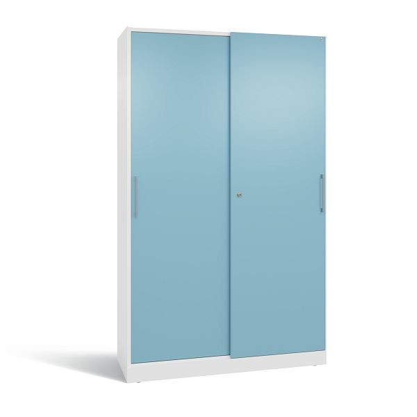 C+P Schiebetürenschrank Asisto, H1980xB1200xT435 mm, Weiß/Horizontblau, 142001-000 S10187