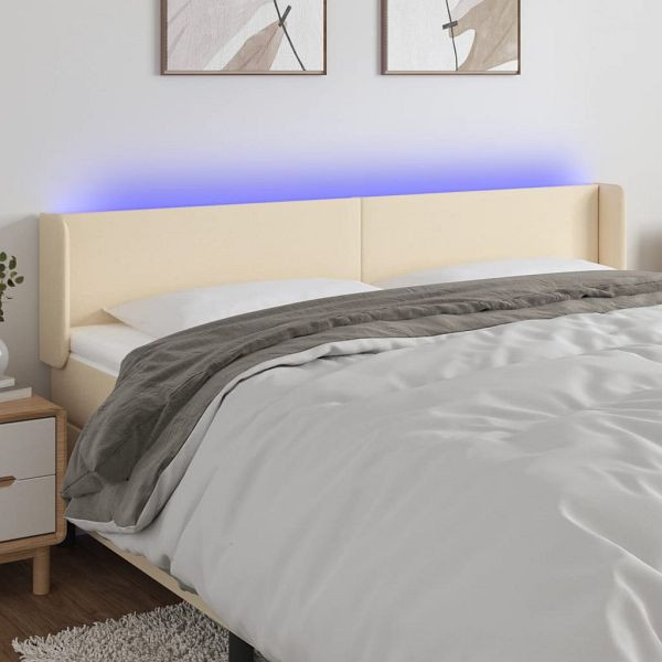 vidaXL LED Kopfteil Creme 203x16x78/88 cm Stoff, 3122983