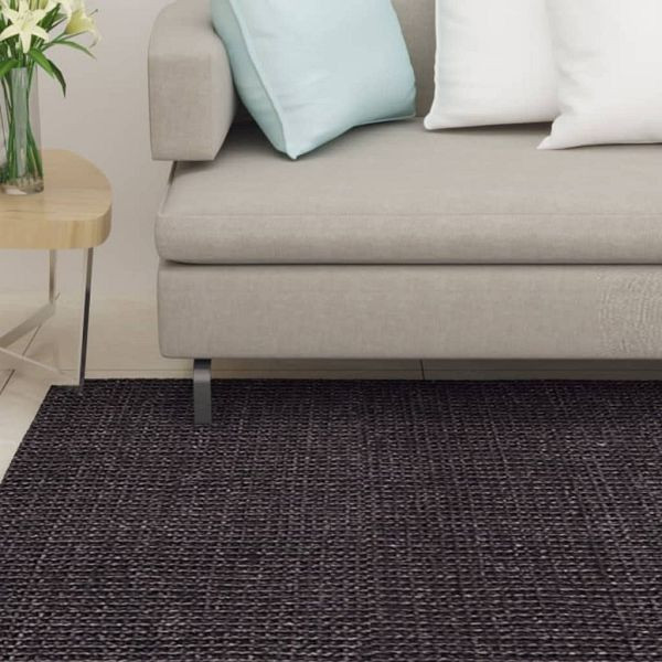 vidaXL Teppich Natur Sisal 80x300 cm Schwarz, strukturiert, 136326