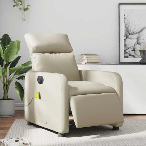 vidaXL Massagesessel Elektrisch Creme Kunstleder, 3206743
