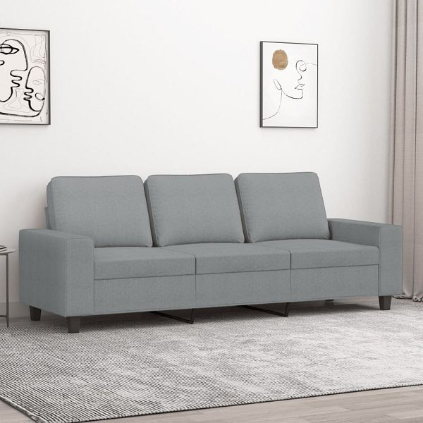 vidaXL 3-Sitzer-Sofa Hellgrau 180 cm Stoff, 359399, 8721012141254