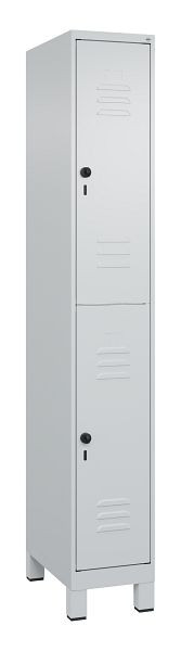 C+P Doppelstöckiger Spind Classic PLUS, Füße, 1950x300x500mm, 7035/7035, 080310-10 S10009