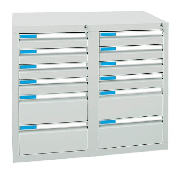 stumpf Schubladenschrank Serie ESTA, RAL 7035/7035, 12 Schubladen (8x100, 4x200 mm), 7602507
