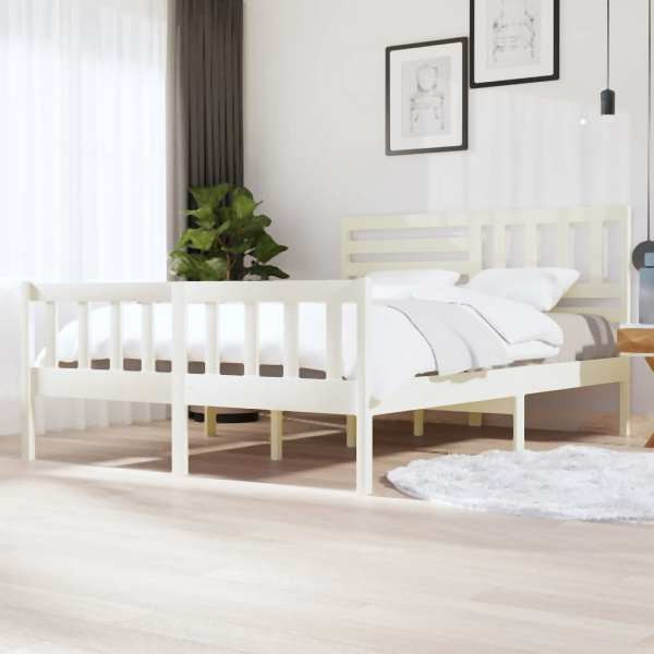 vidaXL Massivholzbett Weiß 160x200 cm, Massivholz, 3101164