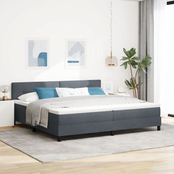 vidaXL Boxspringbett mit Matratze Dunkelgrau 200x200 cm Samt, 3339195