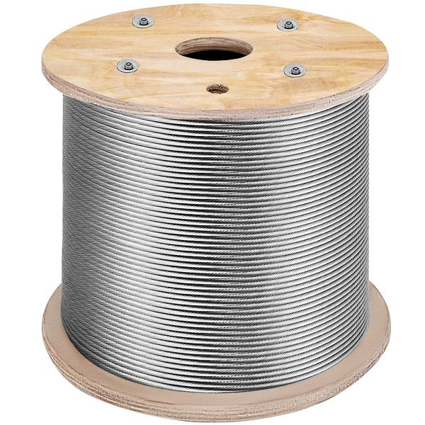 VEVOR 316 Edelstahl Kabel Drahtseil 1x19 300 M, Stahlseil Seil Draht Stahl Mindestbruchkraft 8,3 KN, 316BXGGSS300M0001V0