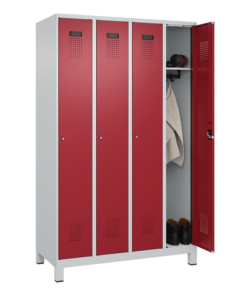 C+P Spind Evolo PLUS, mit Füßen, 4 Abteile, 1950x1200x500mm, 7035/3003, Verschluss Zylinderschloss, Ablageböden 4, 049010-40 S10031