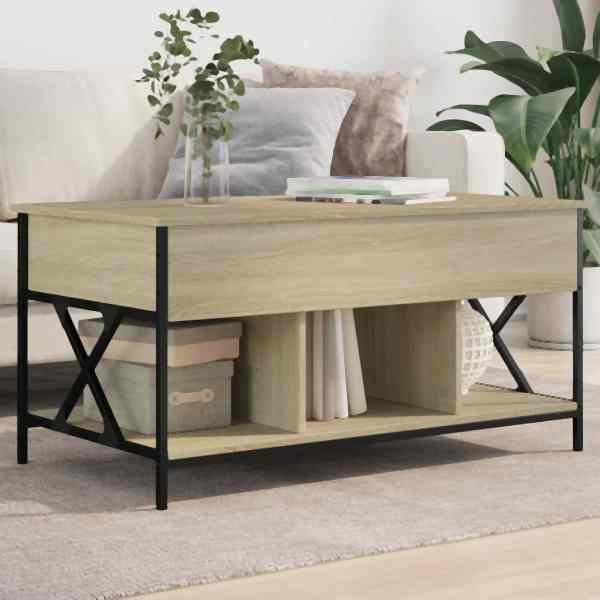 vidaXL Couchtisch Sonoma-Eiche 100x55x50 cm Holzwerkstoff und Metall, 845337