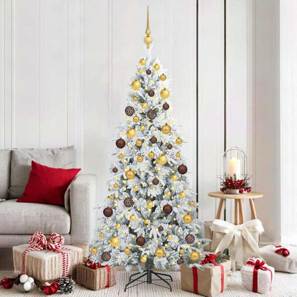 vidaXL Künstlicher klappbarer Weihnachtsbaum Weiß 180 cm PE und PVC, 3397481