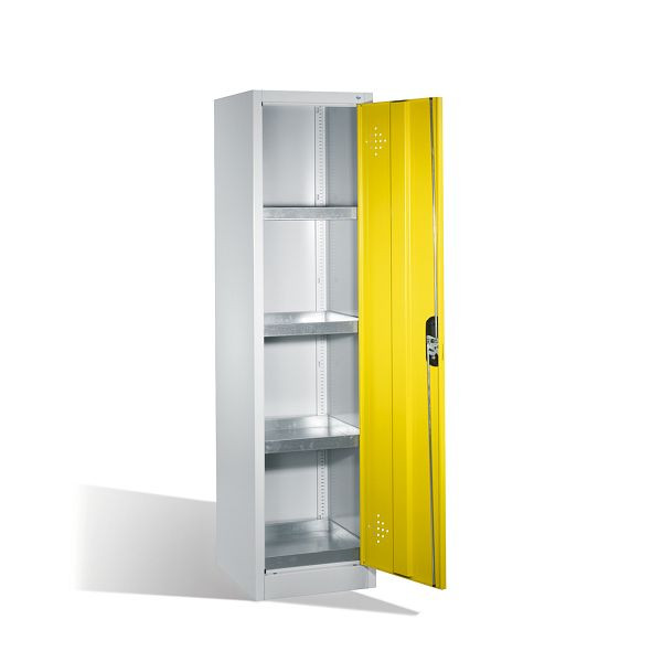 C+P Umweltschrank Acurado, H1950xB502xT500mm, Farbe: Lichtgrau / Verkehrsgelb, Muldengriff, 8901-315 S10150