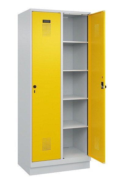 C+P Wäsche-Spind Evolo PLUS, mit Sockel, 2 Abteile, 1950x800x500mm, 7035/1023, Verschluss Drehriegel, Ablageböden 8, 049020-22B S10001