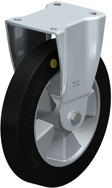 Blickle BH-ALEV 250K-EL Stahlblech-Bockrolle, Schwerlast-Ausführung, mit Anschraubplatte, Elastik-Vollgummi, Schwarz, 758823