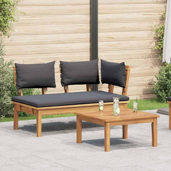 vidaXL Gartenbank 2-teilig Braun Massivholz Teak, 42006399