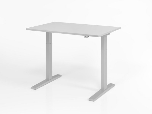 Hammerbacher Schreibtisch XMKA12, 120 x 80 cm, Platte: Grau, 25 mm dick, ABS-Dickkante, Rechteckform, VXMKA12/5/S