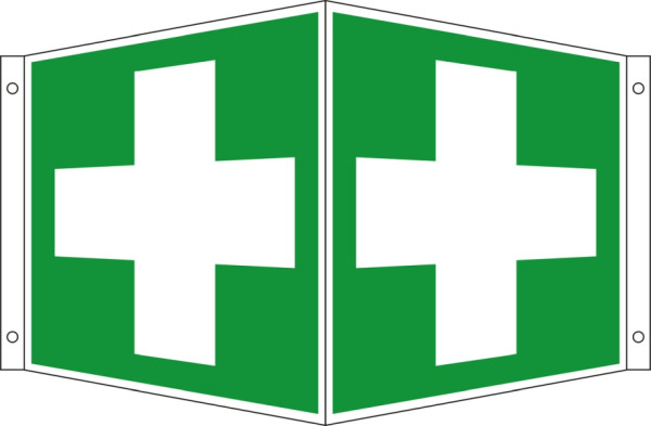 Eichner Rettungs-Winkelschild "Erste Hilfe", B x H: 15 x 15 cm, Aluminium, langnachleuchtend HI 150, 9225-14715-015