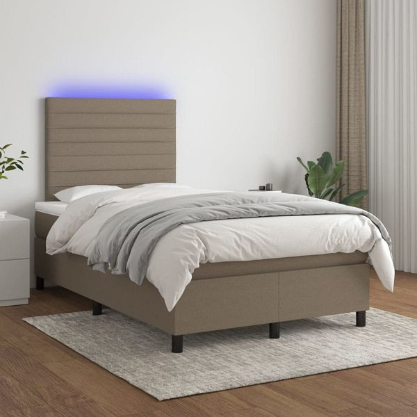 vidaXL Boxspringbett mit Matratze & LED Taupe 120x200 cm Stoff, 3134945