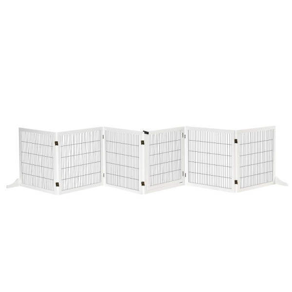 PawHut Absperrgitter für Hunde klappbar 432 x 36 x 70cm Kiefernholz Weiß, D06-118WT