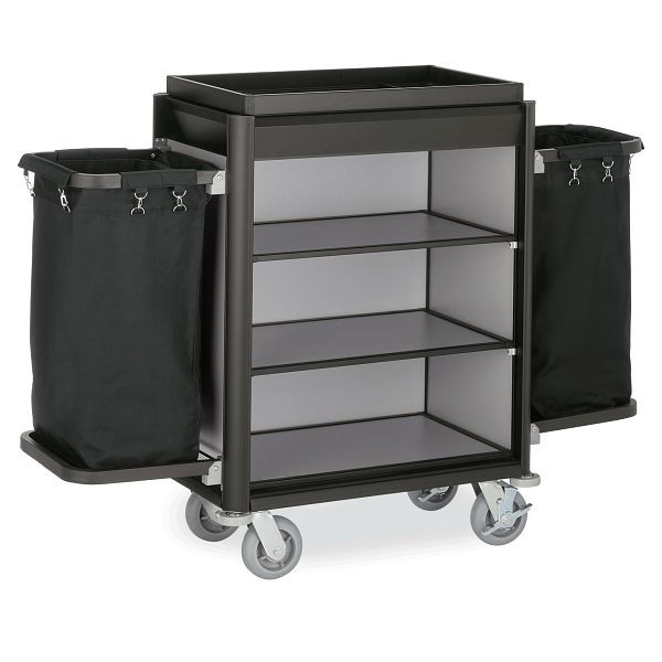 WAS Zimmerservicewagen Isabella, 2 Wäschesäcke, 150 x, 53 x 116 cm, schwarze Kantenprofile & Aluoptik, 4458002