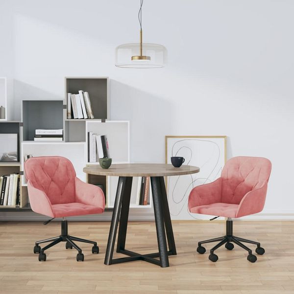 vidaXL Esszimmerstühle 2 Stück Drehbar Rosa Samt, 3103425