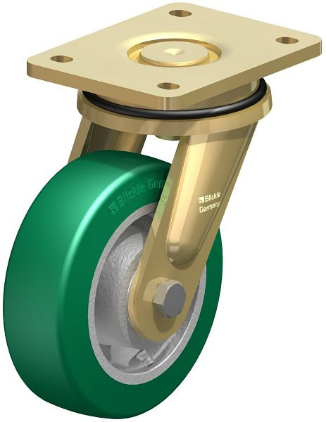 Blickle LS-GST 150K Stahlgeschweißte Schwerlast-Lenkrolle, schwere Drehkranz-Ausführung, Blickle Softhane®, Grün, 755043