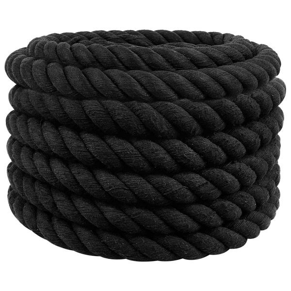 vidaXL Seil Schwarz 3,6 x 3,6 x 1000 cm Baumwolle, 42011833
