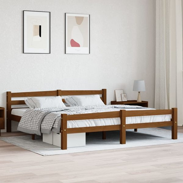 vidaXL Massivholzbett Honigbraun Kiefer 180x200 cm, 322080