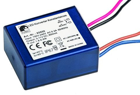 rutec LED-Konverter 600 mA 1,8W-6,6W 100V-240V, 85950